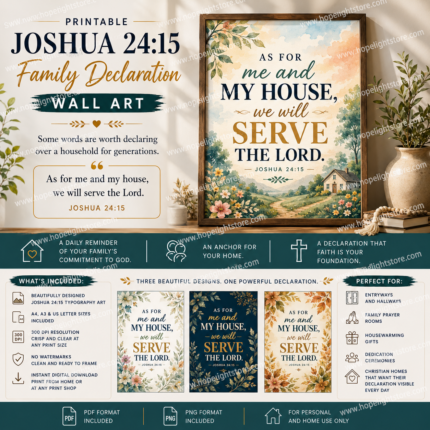 printable joshua 24:15 family declaration wall art – as for me and my house | instant download