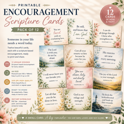 printable encouragement scripture cards – pack of 12 | instant download