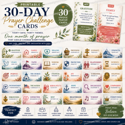 printable 30 day prayer challenge cards – daily prayer prompts | instant download