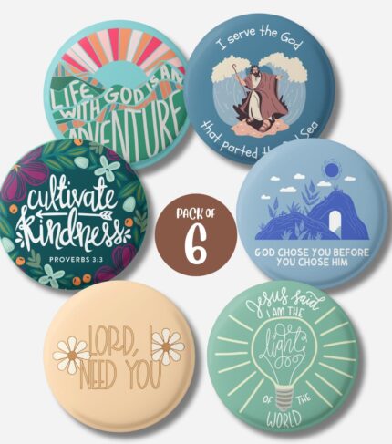 pack of 6 button badges (pin + magnet)