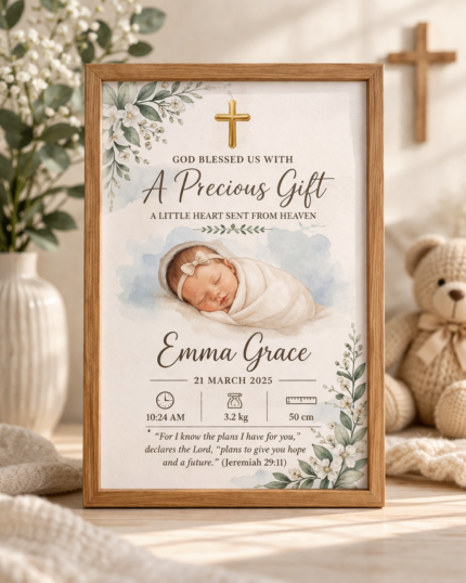 birth announcement christian frame