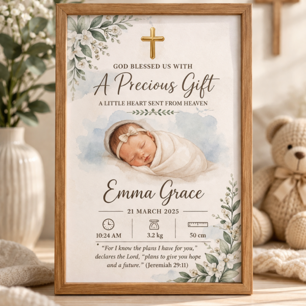 birth announcement christian frame