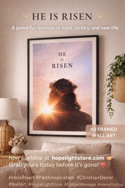 “he is risen” christian wall art frame