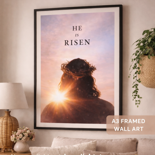 Home “he is risen” christian wall art frame