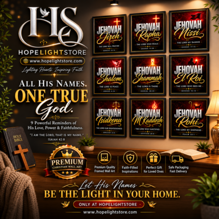 9 names of god premium christian wall art set