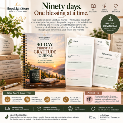 Digital Christian Gratitude Journal – 90 Days Printable PDF | Daily Blessing Tracker