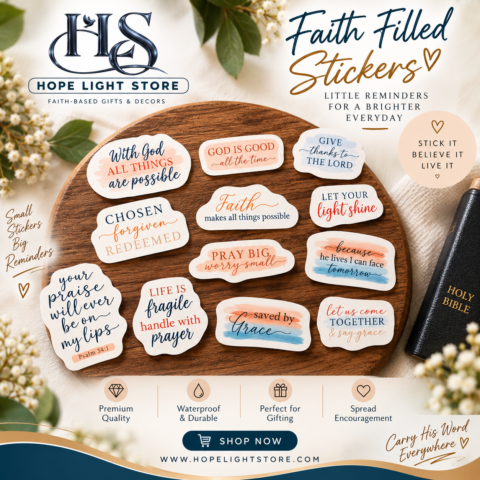 Faith Filled Bible Verse Stickers - Pack of 12 - Hopelightstore