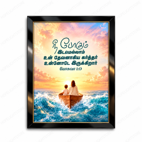 Tamil Christian Bible Verse Frame A4 – Joshua 1:9 | Inspirational Christian Wall Decor - Hopelightstore