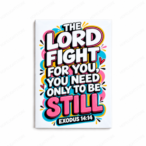 The Lord Will Fight for You | Bible Verse Fridge Magnet – Exodus 14:14 | Faith Gift